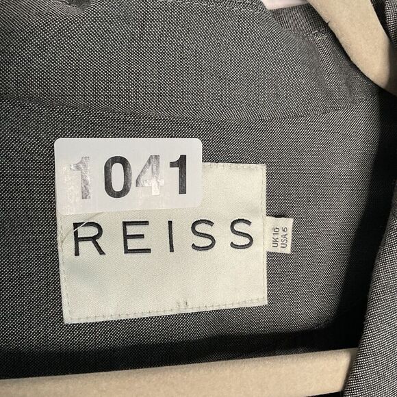 REISS Gray Blazer‎ Jacket One Button Single Women's Size 6 Wool Blend Neutral - Picture 4 of 10